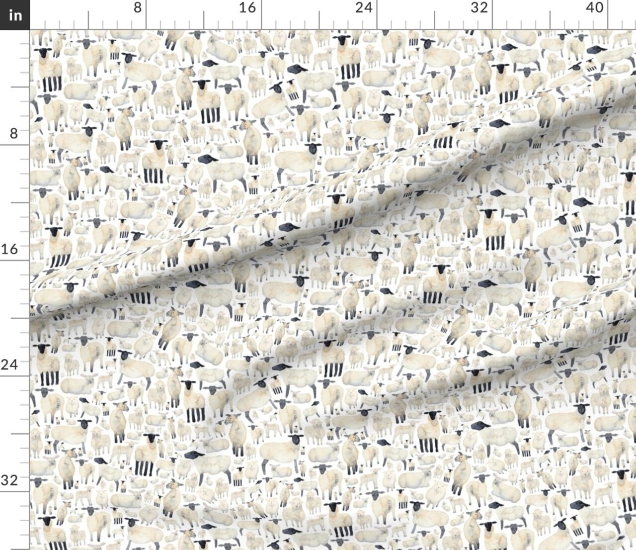 White Sheep Farmyard Animal Lamb Spring Easter Custom Printed Fabric by Spoonflower Various Fabrics by the Yard or Fat Quarter